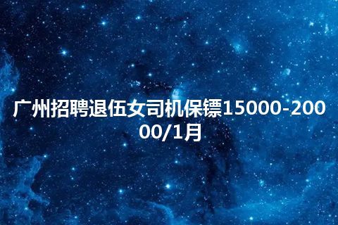 广州招聘退伍女司机保镖15000-20000/1月