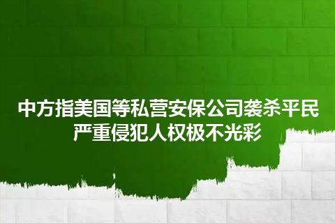 中方指美国等私营安保公司袭杀平民严重侵犯人权极不光彩