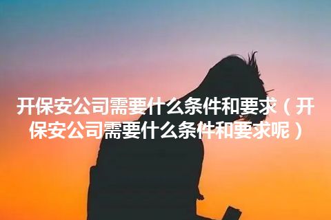 开保安公司需要什么条件和要求(开保安公司需要什么条件和要求呢)