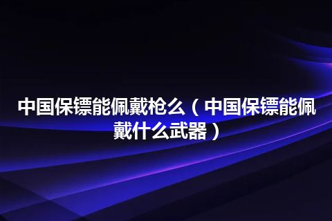 中国保镖能佩戴枪么(中国保镖能佩戴什么武器)