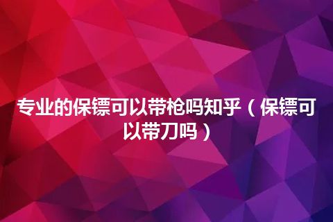 专业的保镖可以带枪吗知乎(保镖可以带刀吗)
