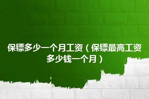保镖多少一个月工资(保镖最高工资多少钱一个月)