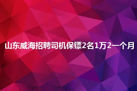 山东威海招聘司机保镖2名1万2一个月