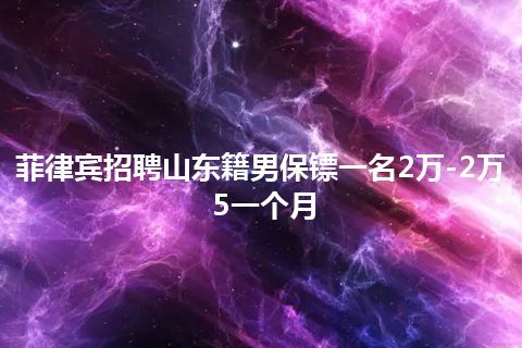 菲律宾招聘山东籍男保镖一名2万-2万5一个月